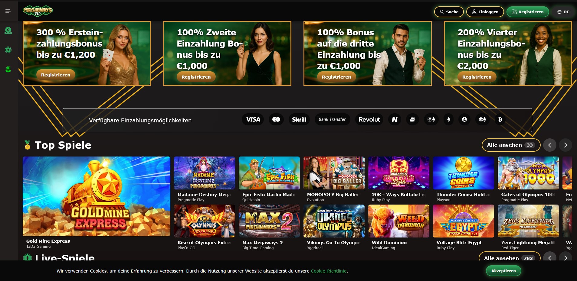 Homepage — Megaways VIP Casino