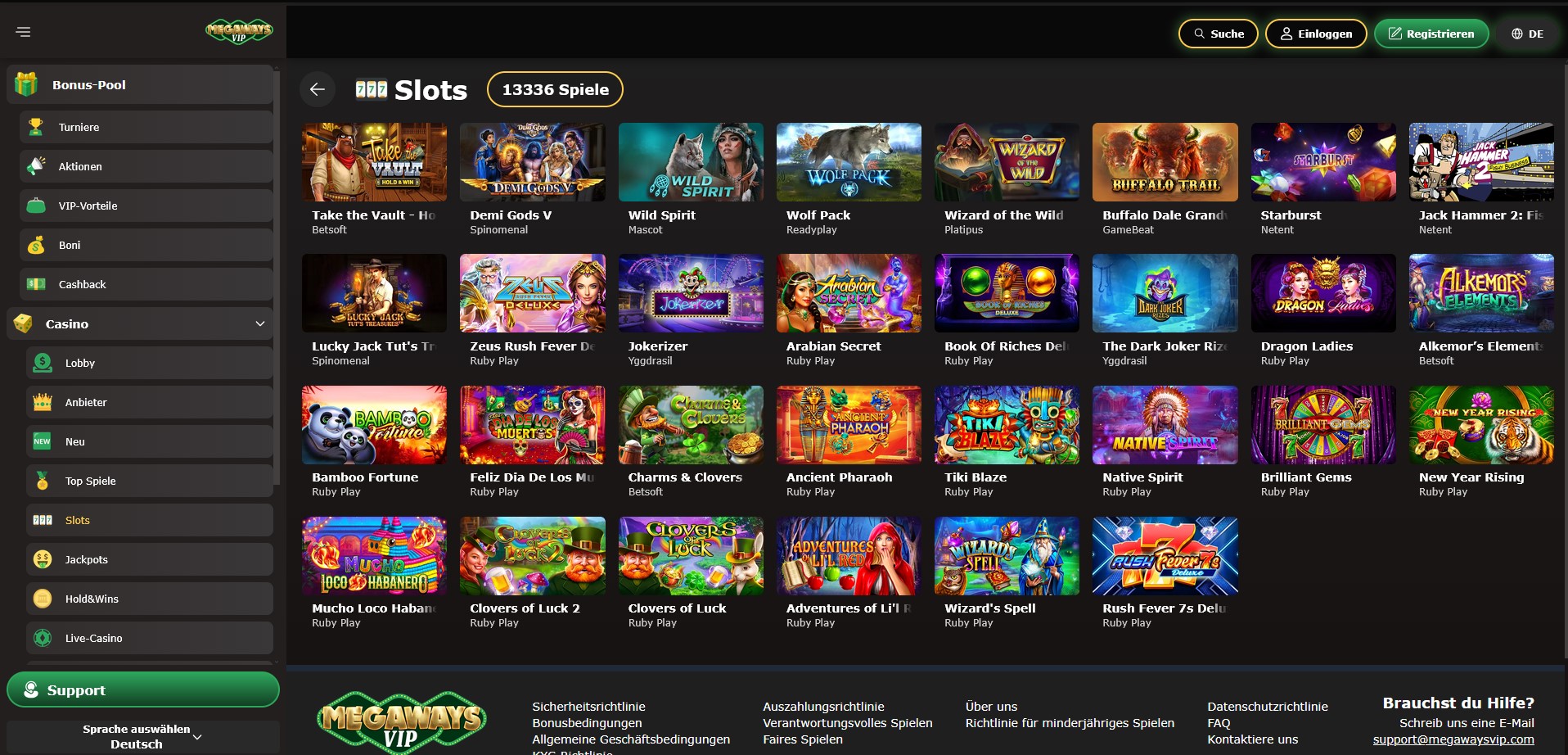 Spielautomaten-Lobby — Megaways VIP Casino